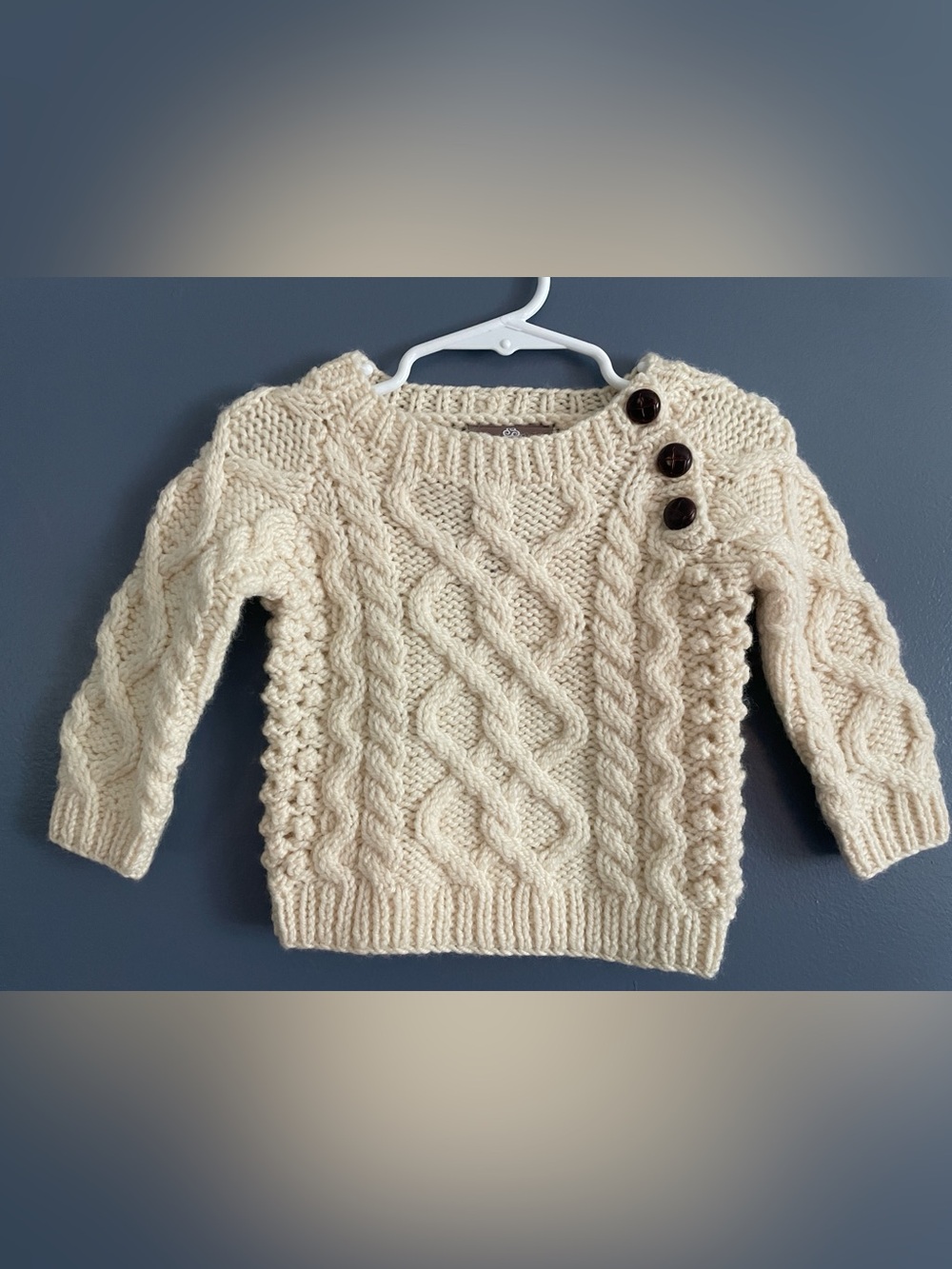 NWT - Shepley Baby Aran Wool Crew Neck Sweater - from Ireland
